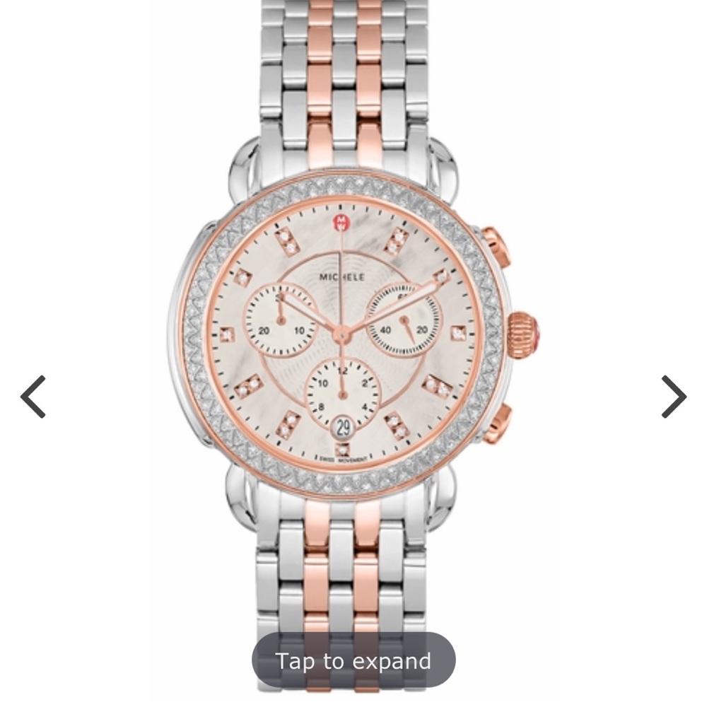 Authentic Michele Watch Sidney two tone Rose Gold and Silver